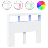 Hoofdbordkast met LED 120x17x102 cm Wit - 34% Korting!