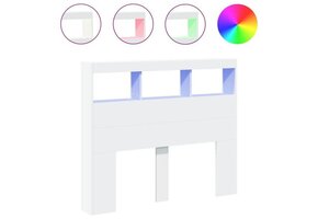 Hoofdbordkast met LED-verlichting 120cm Wit - 40% Korting
