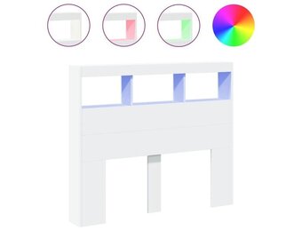 Hoofdbordkast met LED 120x17x102 cm Wit - 34% Korting!