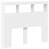 Hoofdbordkast met LED 120x17x102 cm Wit - 34% Korting!