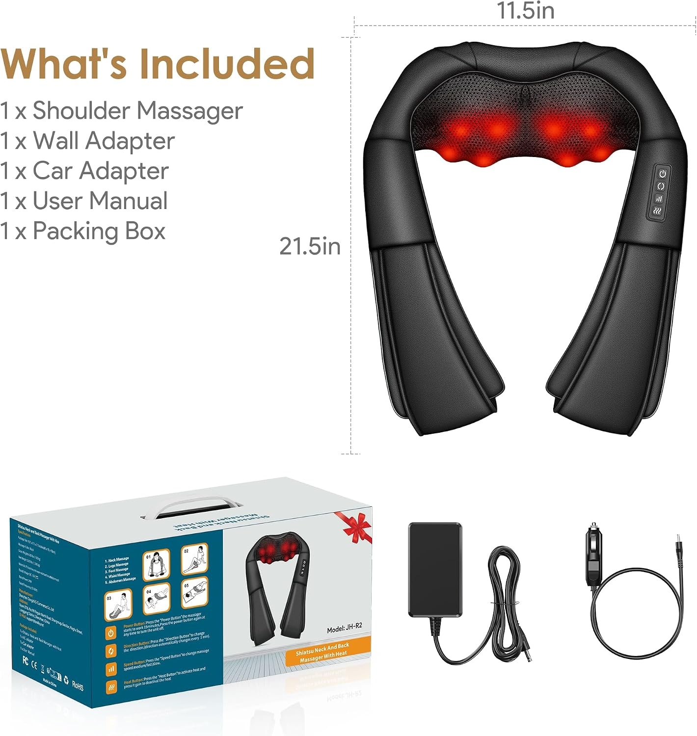 Brelley Nekmassager met Warmte | 3 Intensiteiten, Shiatsu | 33% Korting