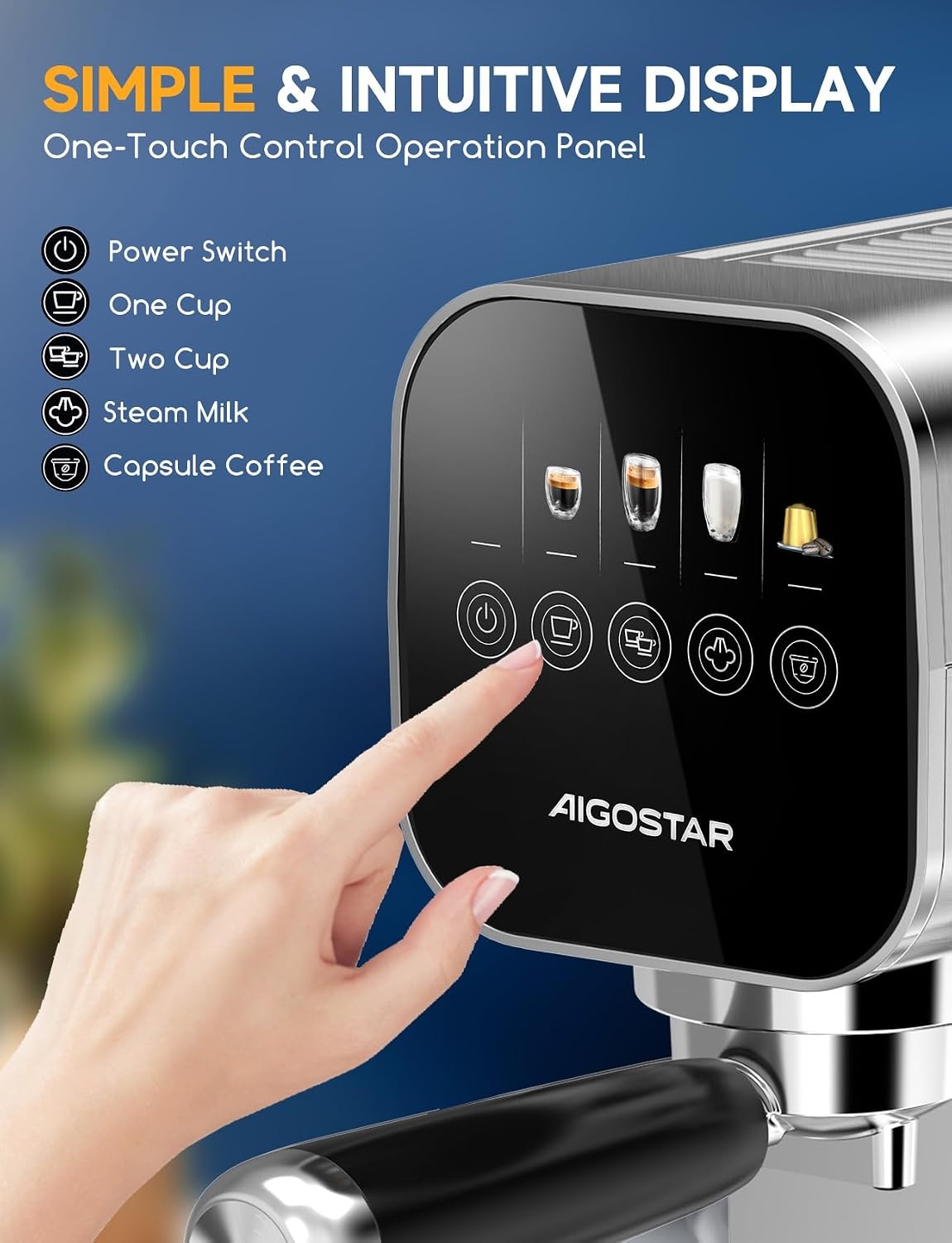 Espressomachine Aigostar 20 Bar - Digitaal Touchscreen - 30% Korting