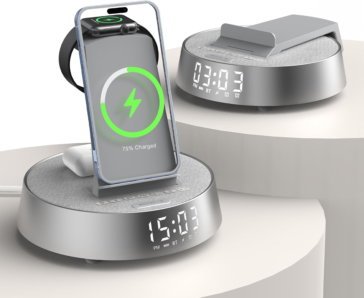 6-in-1 Oplaadstation met Wekkerradio & Bluetooth Speaker | 57% Korting