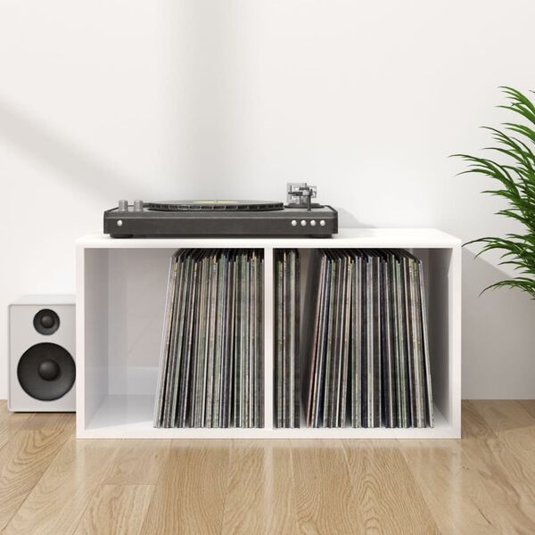 LP Opbergbox Hoogglans Wit Bewerkt Hout 71x34x36 cm - 72% Korting!
