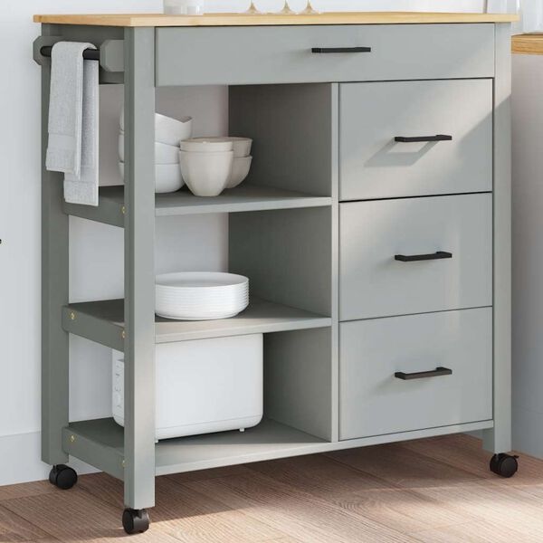 vidaXL Keukentrolley Monza 84x40x90 cm Massief Grenenhout | 35% Korting