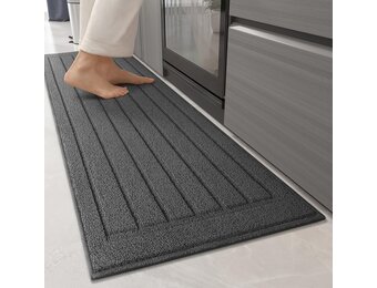 COLOR&GEOMETRY Keukenmat - 44x150cm Grijs - Antislip & Wasbaar - 29% Korting!