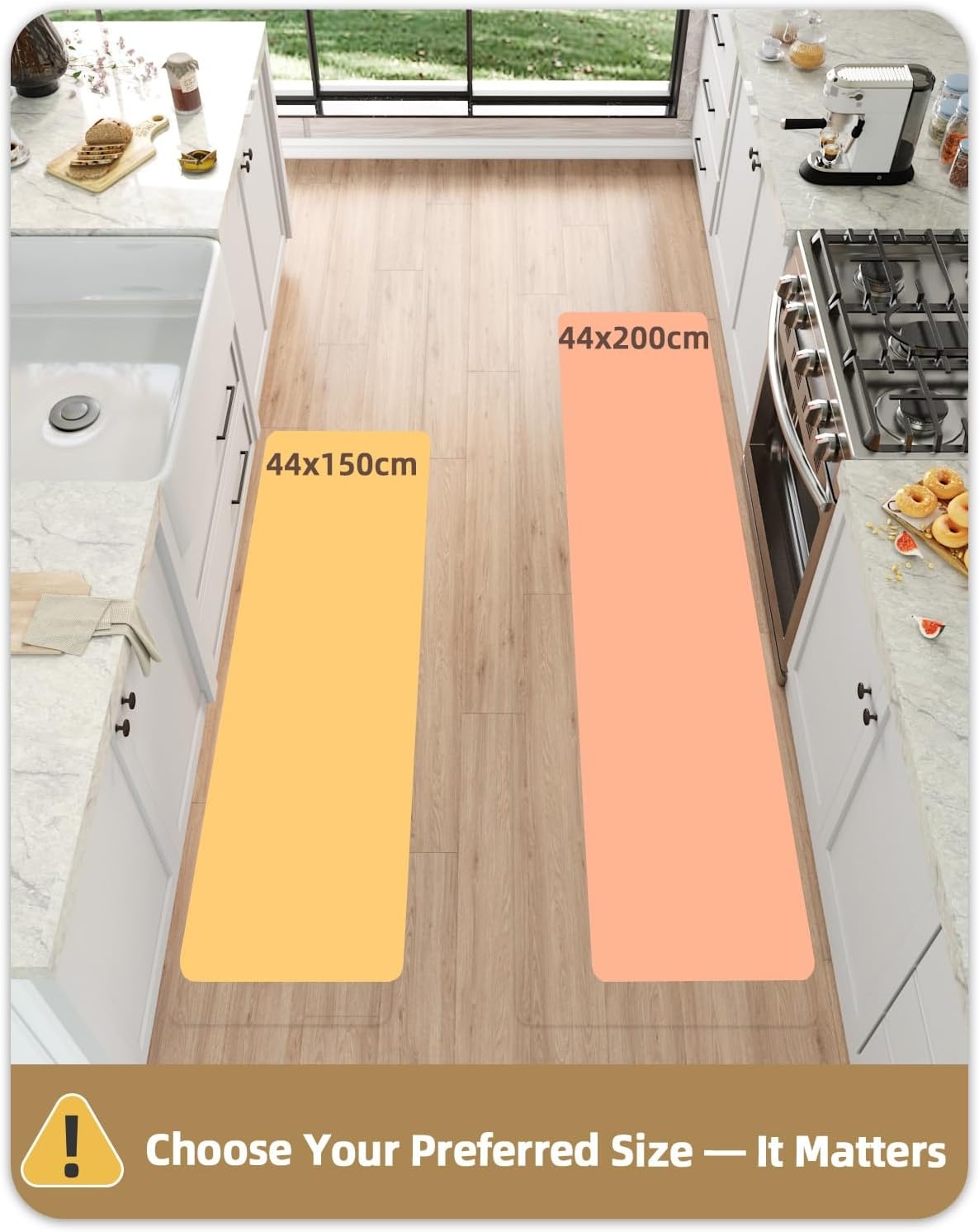 COLOR&GEOMETRY Keukenmat - 44x150cm Grijs - Antislip & Wasbaar - 29% Korting!