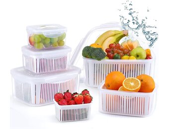Luxear Vershoudbakjes Set 5-delig - Wit - Inclusief Lekbak en Deksel - 0.7L tot 5.8L