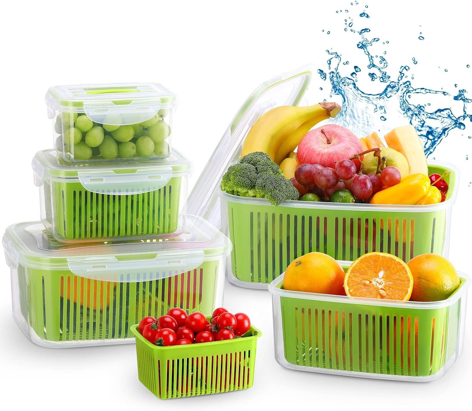 Luxear Vershoudbakjes Set 5-delig - Wit - Inclusief Lekbak en Deksel - 0.7L tot 5.8L