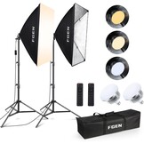 FGen Softbox Set voor fotostudio's, 2 x 50 x 70 cm, softbox, led-verlichtingsset met 85 W, 2700-6400 K, 2 m - Maat 2 x 50 x 70 cm Softbox 85 W