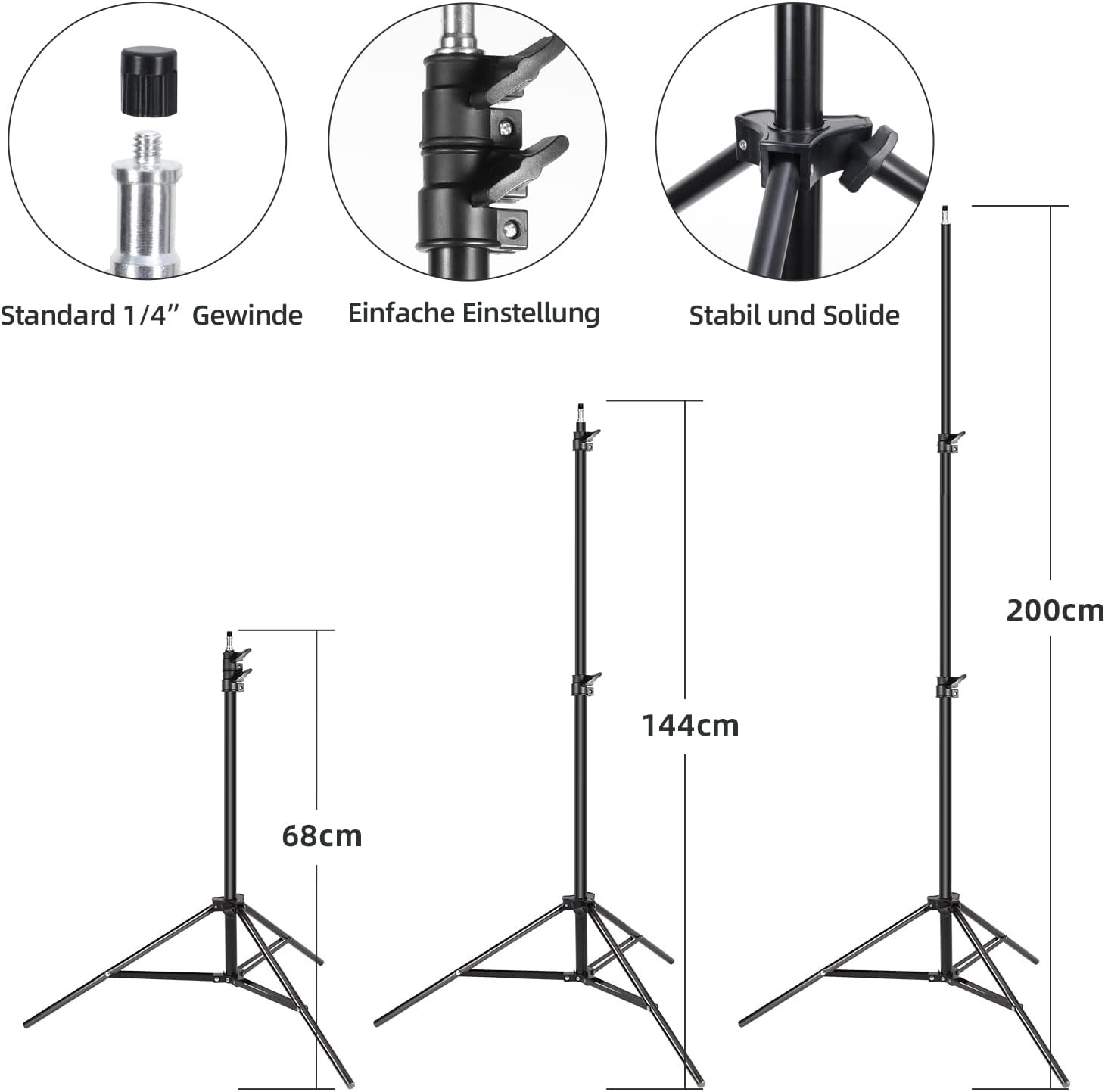 FGen Softbox Set voor fotostudio's, 2 x 50 x 70 cm, softbox, led-verlichtingsset met 85 W, 2700-6400 K, 2 m - Maat 2 x 50 x 70 cm Softbox 85 W