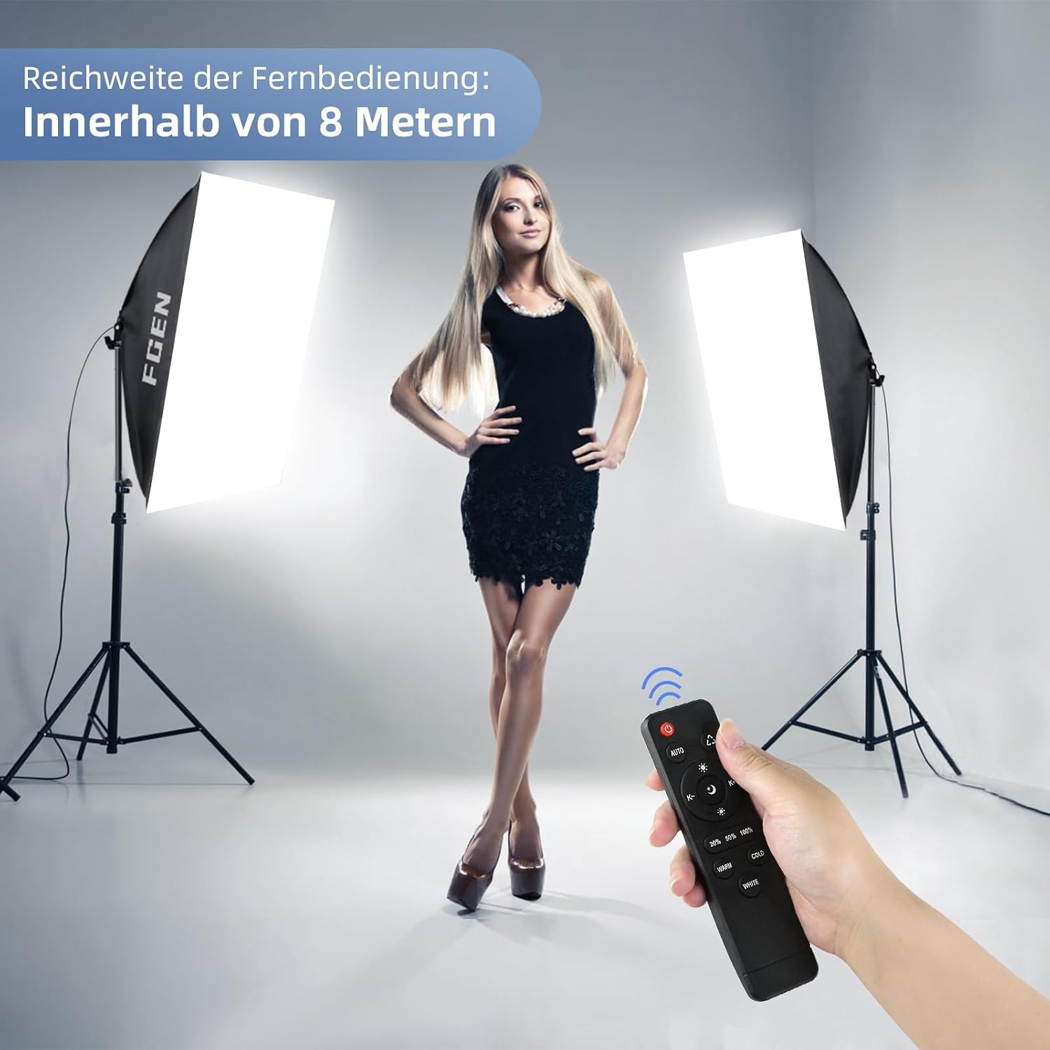 FGen Softbox Set voor fotostudio's, 2 x 50 x 70 cm, softbox, led-verlichtingsset met 85 W, 2700-6400 K, 2 m - Maat 2 x 50 x 70 cm Softbox 85 W