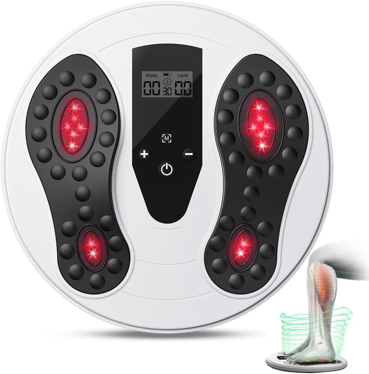 LungSank EMS & TENS Voetmassageapparaat met Infrarood 660+850nm - Wit/Zwart