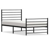 vidaXL Bedframe met hoofd- en voeteneinde metaal zwart 90x190 cm