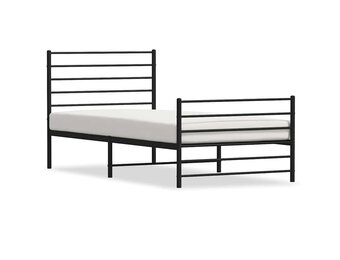 vidaXL Bedframe met hoofd- en voeteneinde metaal zwart 90x190 cm