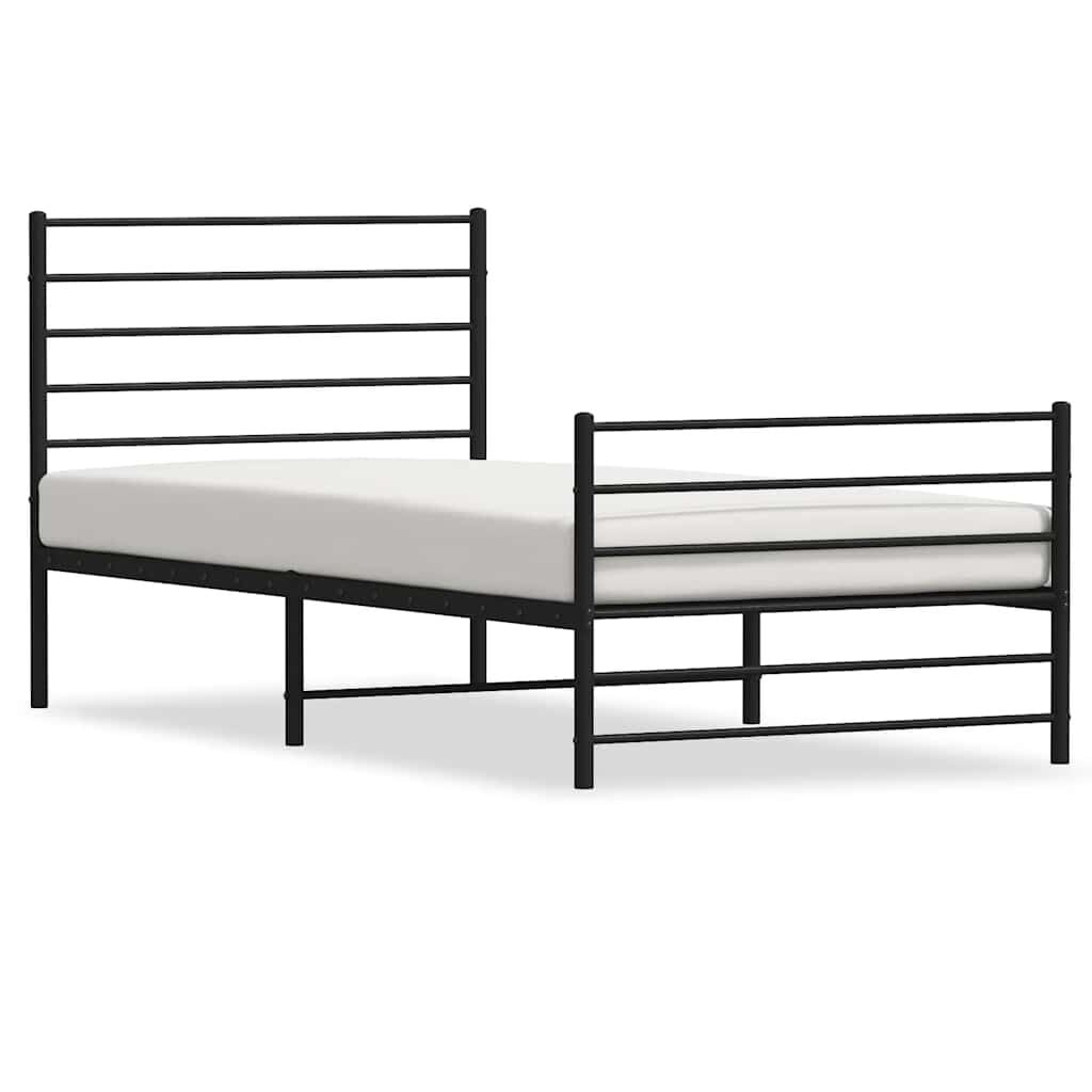 vidaXL Bedframe met hoofd- en voeteneinde metaal zwart 90x190 cm