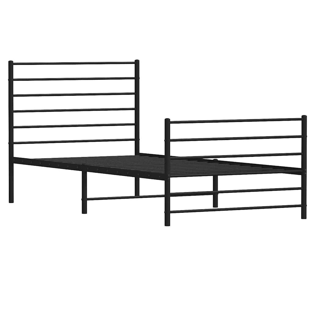 vidaXL Bedframe met hoofd- en voeteneinde metaal zwart 90x190 cm