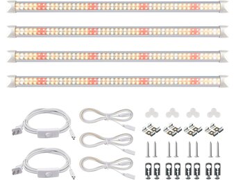 wolezek Led-tuinbouwlamp, 2 meter, 4 stuks, T8, compleet spectrum, lamp voor binnenplanten, 384 leds, groeilamp voor planten, design van daisy ketting (komt overeen met 300 W HPS)