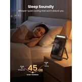 Warmco 20000mAh Camping Ventilator Oplaadbaar, Ultra-Dun 27cm Hoog met LED-Lamp, 48u Looptijd, Draagbare Tafelventilator voor Tent, Reizen, Buiten, Slaapkamer