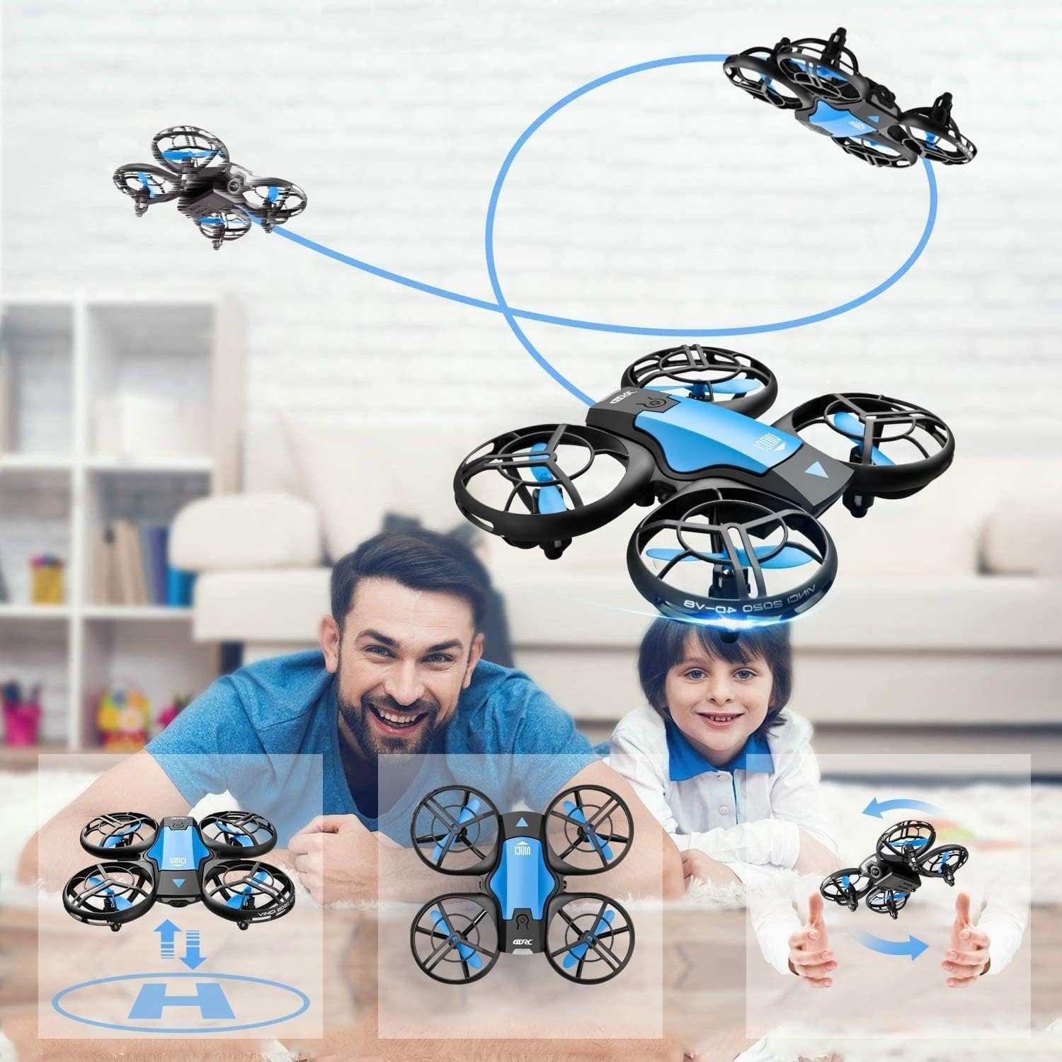4DRC Mini Drone voor kinderen - Quadcopter met afstandsbediening en 3 accu's - Blauw