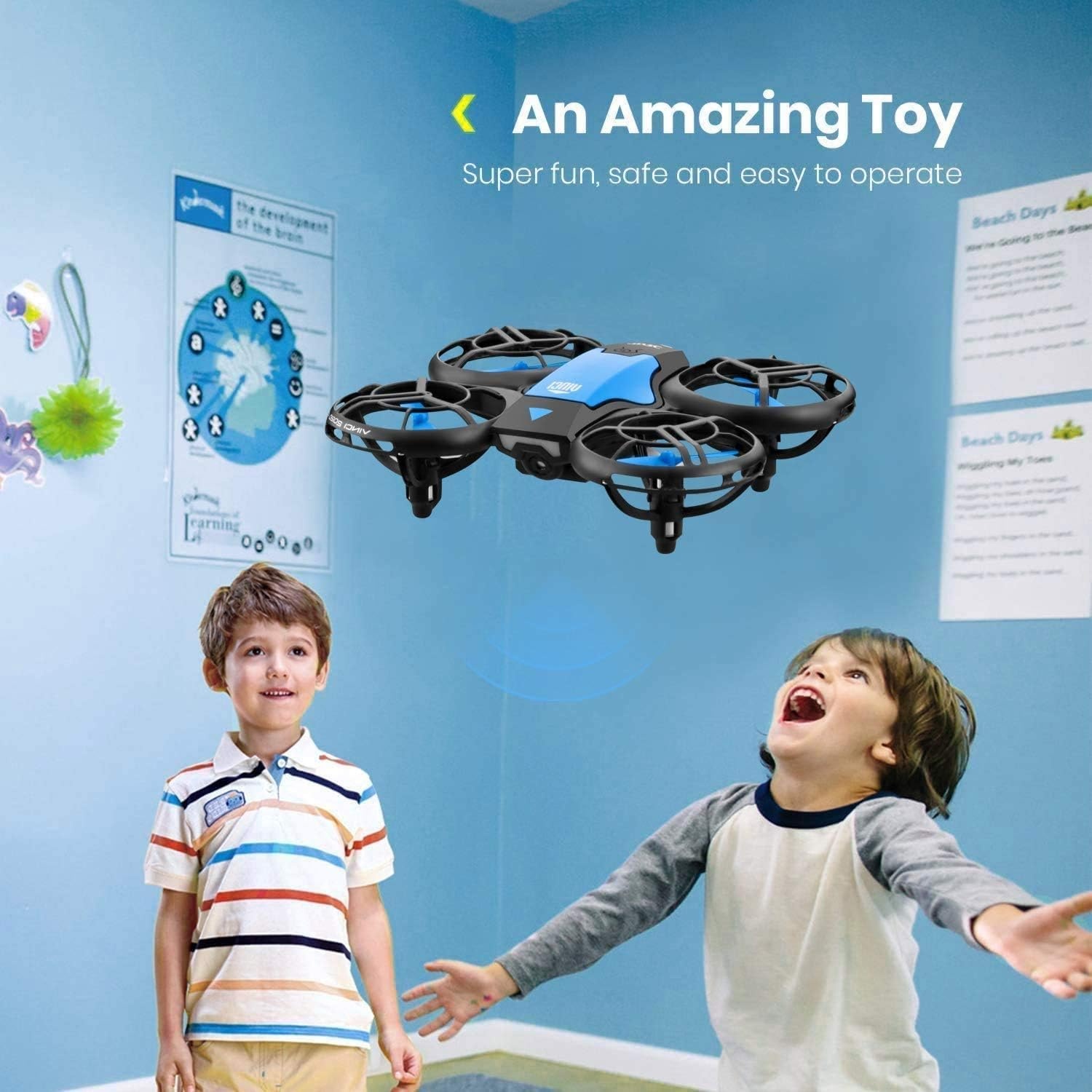 4DRC Mini Drone voor kinderen - Quadcopter met afstandsbediening en 3 accu's - Blauw