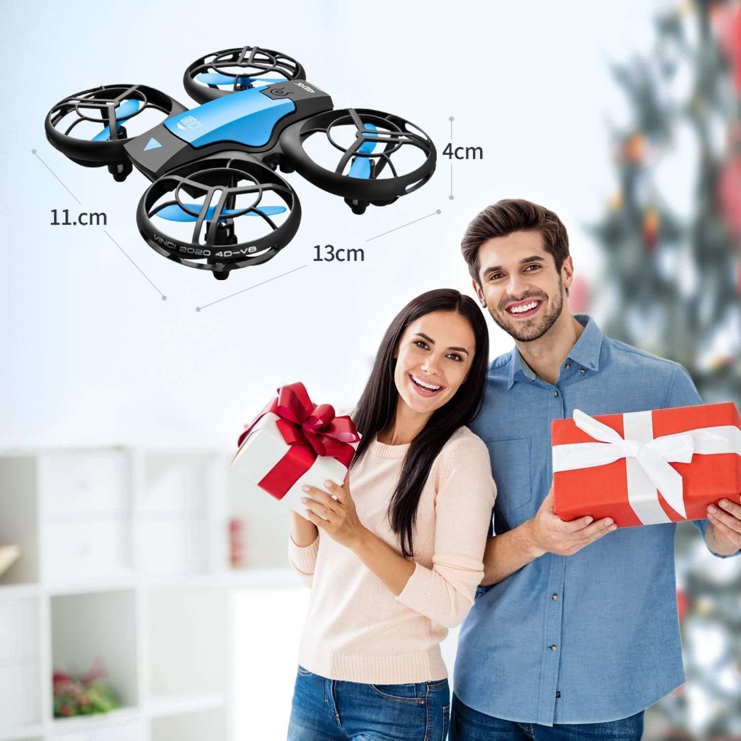 4DRC Mini Drone voor kinderen - Quadcopter met afstandsbediening en 3 accu's - Blauw