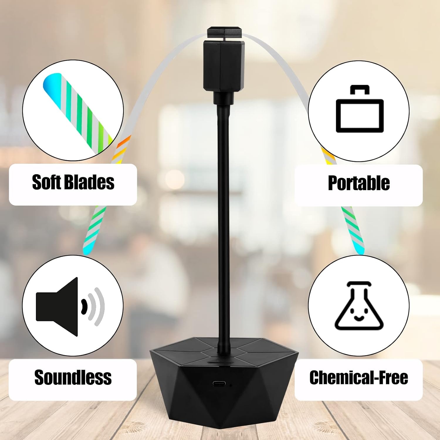 TEPENAR 2-delige set met USB-oplaadbaar, vliegenbescherming zonder chemicaliën, ventilator voor het afschrikken van vliegen, geniet van je maaltijden buitenshuis.