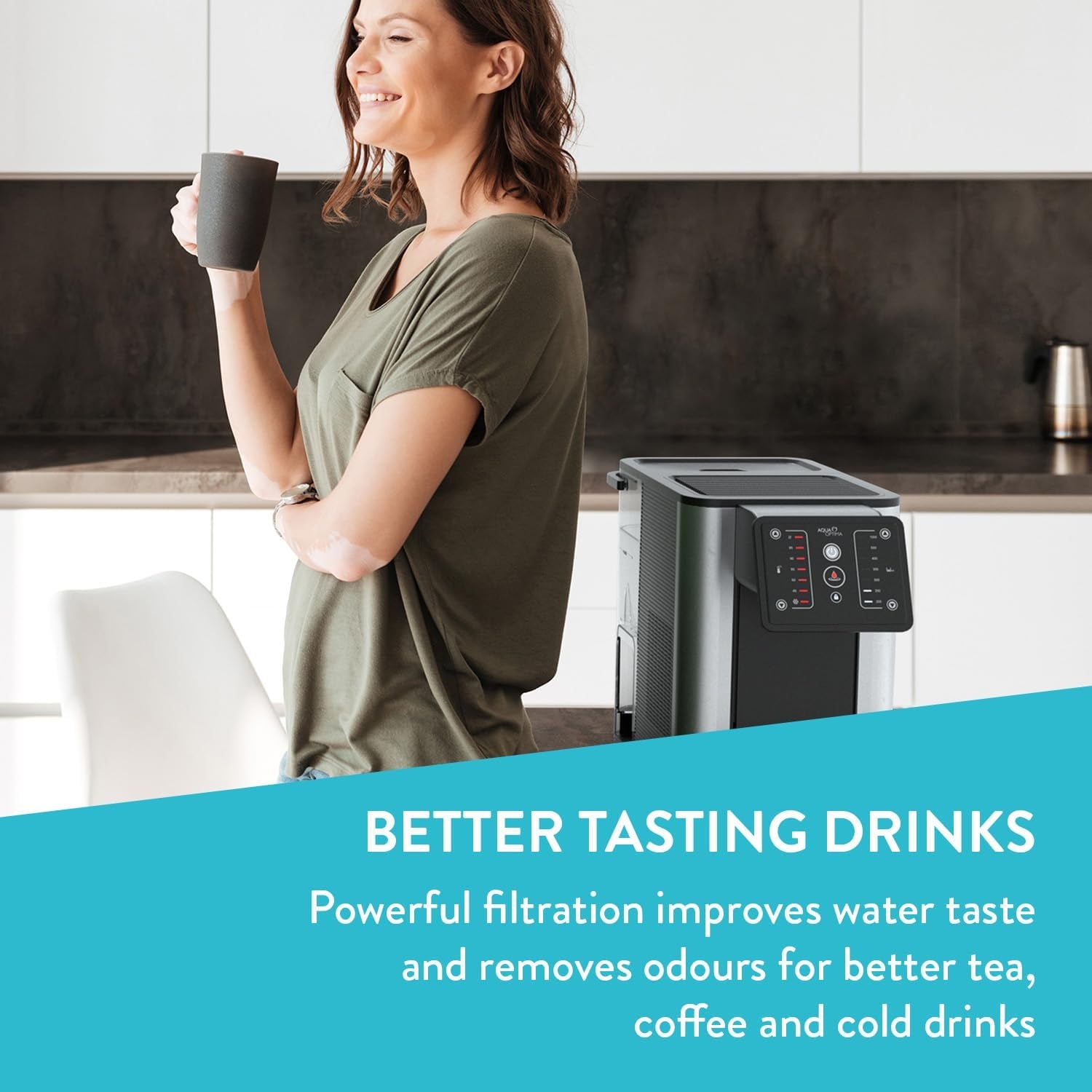 Aqua Optima Aurora Instant dispenser voor warm en gekoeld water, capaciteit 3,8 l, milieuvriendelijk alternatief voor waterkokers, met 1 x Evolve+ waterfilter voor 30 dagen