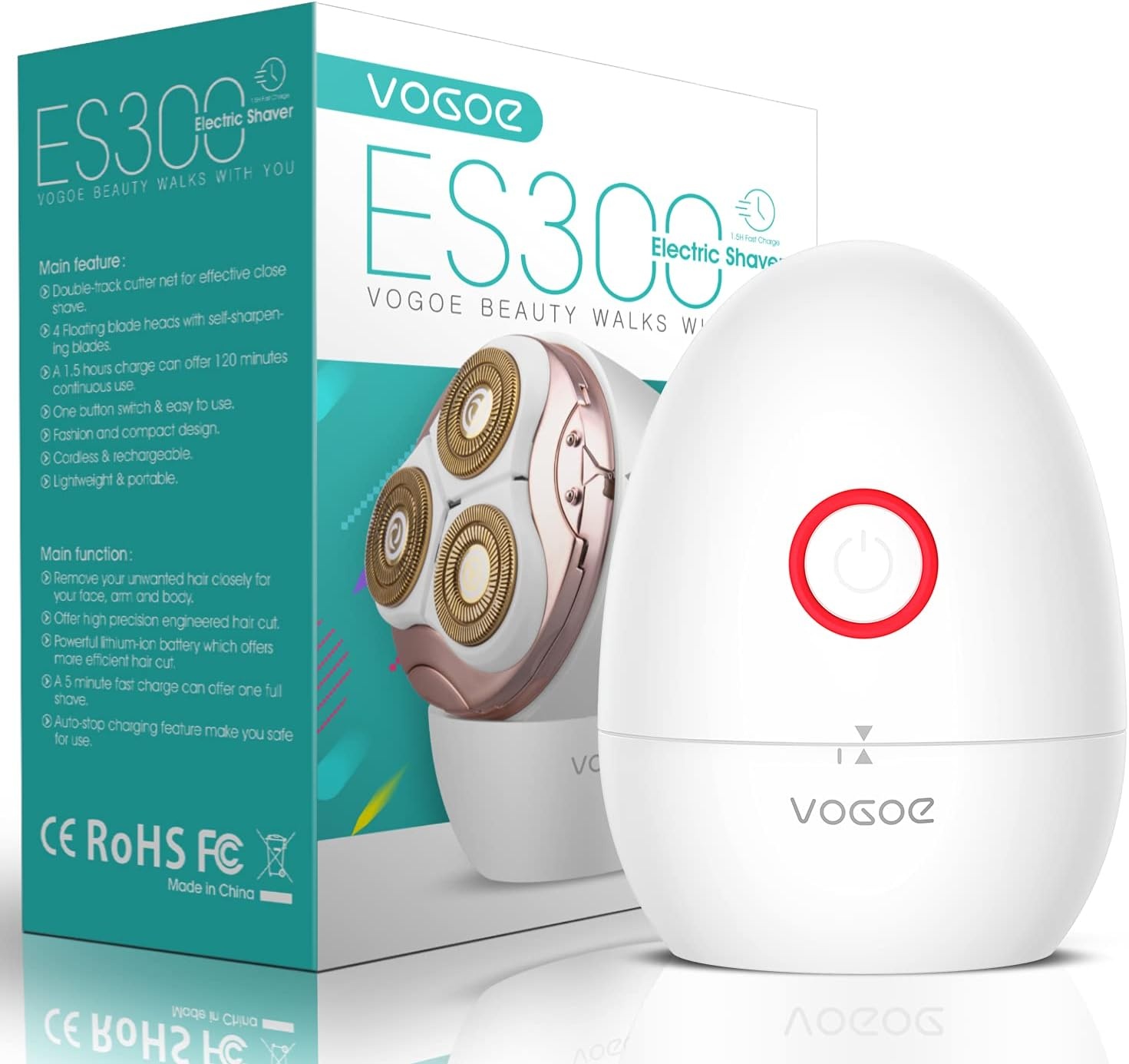 VOGOE ES300 Elektrisch Scheerapparaat voor Dames - Draadloos & Waterdicht
