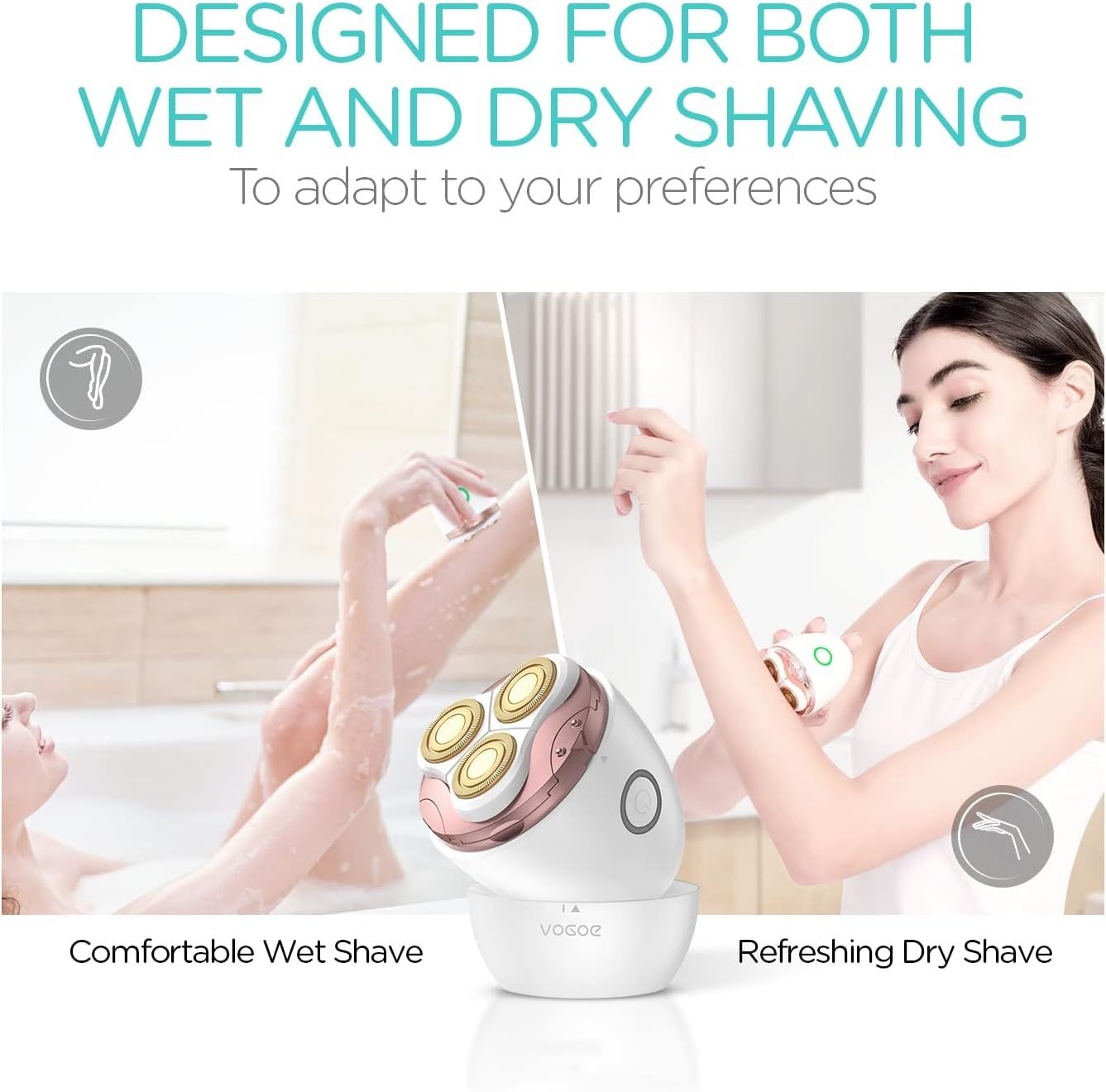 VOGOE ES300 Elektrisch Scheerapparaat voor Dames - Draadloos & Waterdicht