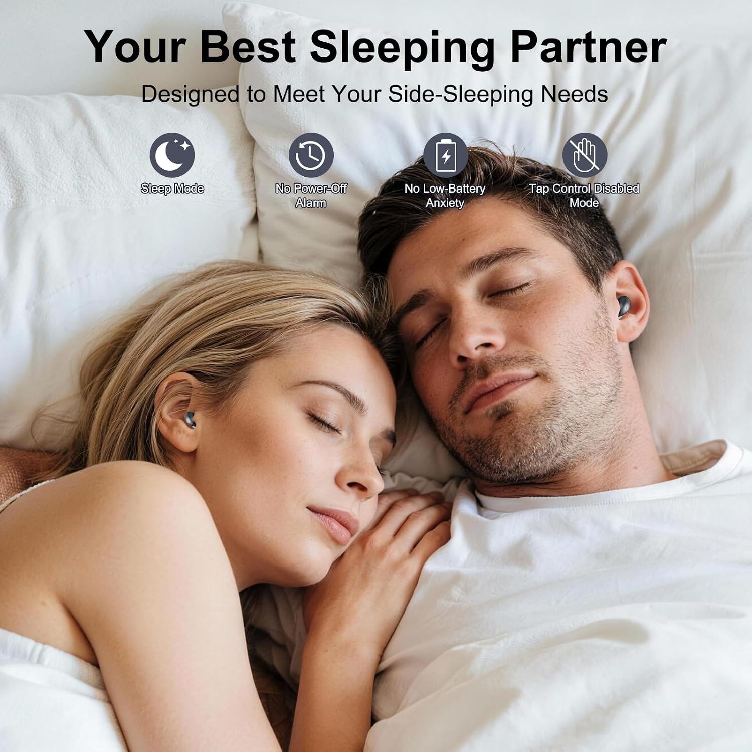 Slaapoordopjes met witte ruis & Bluetooth 6.0 - Zwart (58% Korting)