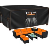 Enzeno Tuintafelhoes Waterdichte,280x220x90cm Tuinmeubelafdekking Outdoor Tafelhoes ,420D Oxford-Stof Tuinmeubelhoes ,Beschermhoes voor Tuinmeubelen Winddicht Afdekhoes voor Tafel en Stoelen - Maat 280x220x90cm