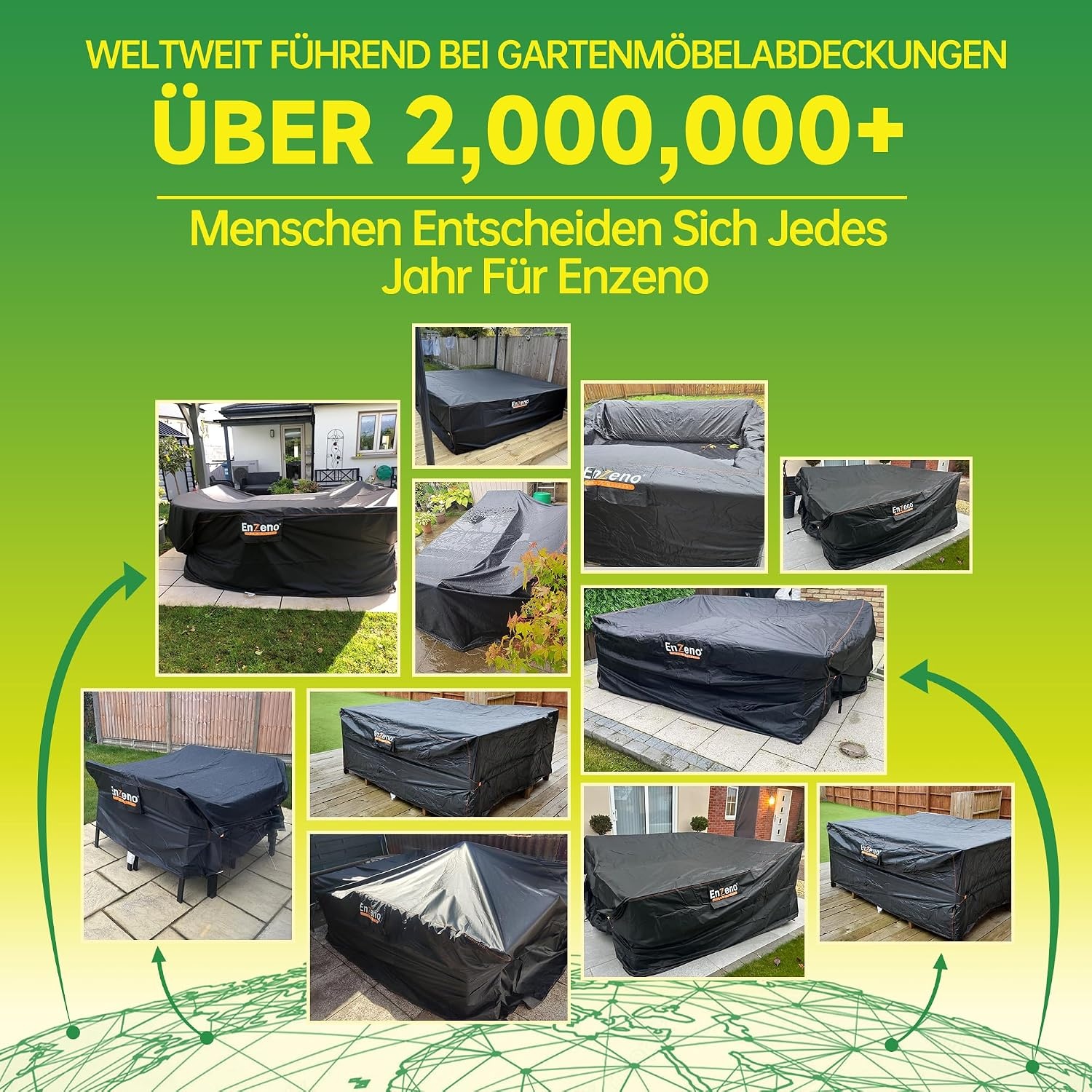 Enzeno Tuintafelhoes Waterdichte,280x220x90cm Tuinmeubelafdekking Outdoor Tafelhoes ,420D Oxford-Stof Tuinmeubelhoes ,Beschermhoes voor Tuinmeubelen Winddicht Afdekhoes voor Tafel en Stoelen - Maat 280x220x90cm