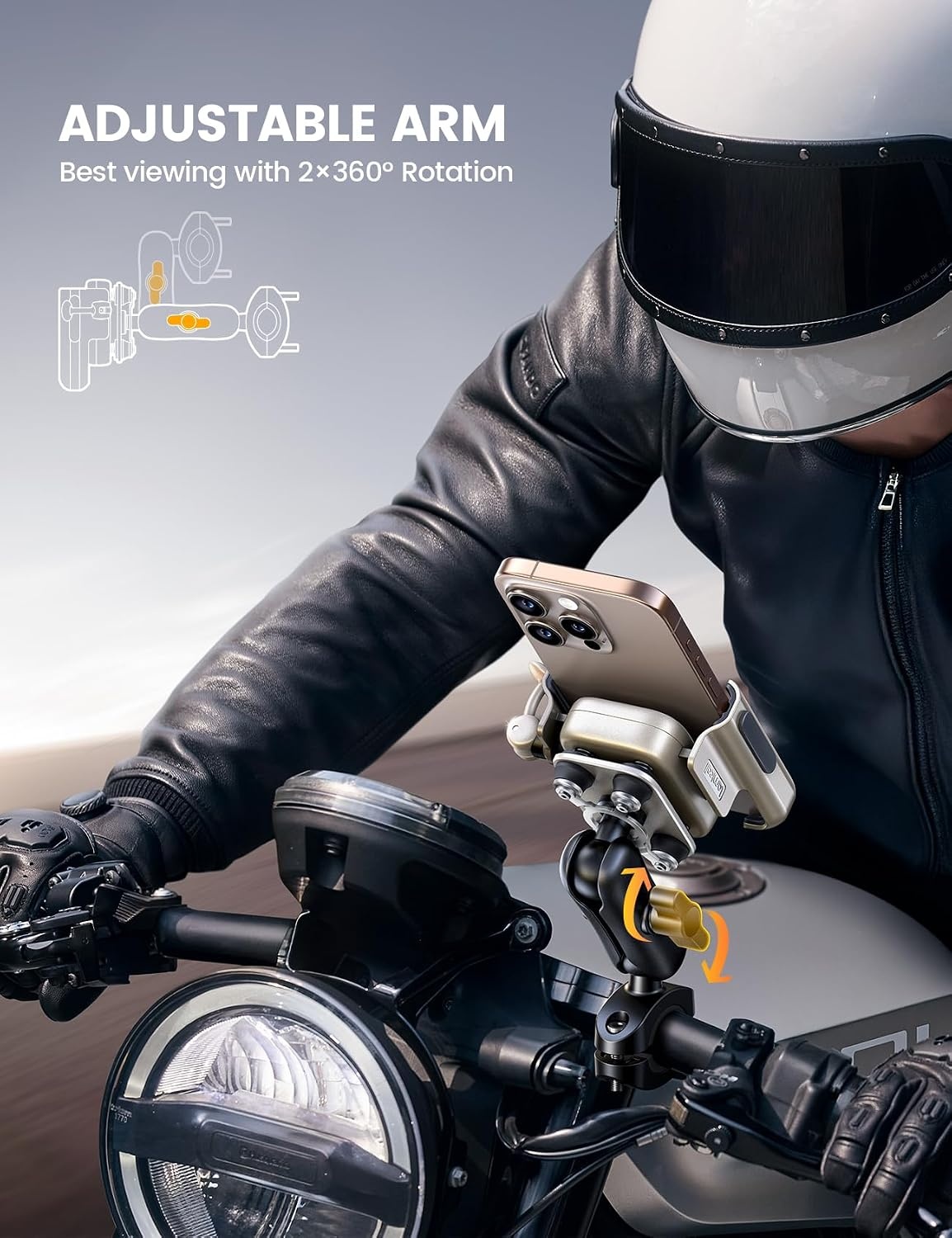 Lamicall Telefoonhouder voor Motor en Fiets - Goud - Geschikt voor 4,7-7,2 inch telefoons