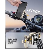 Lamicall Telefoonhouder voor Motor en Fiets - Goud - Geschikt voor 4,7-7,2 inch telefoons