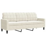 vidaXL Driezitsbank 180 cm fluweel crèmekleurig