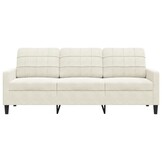 vidaXL Driezitsbank 180 cm fluweel crèmekleurig