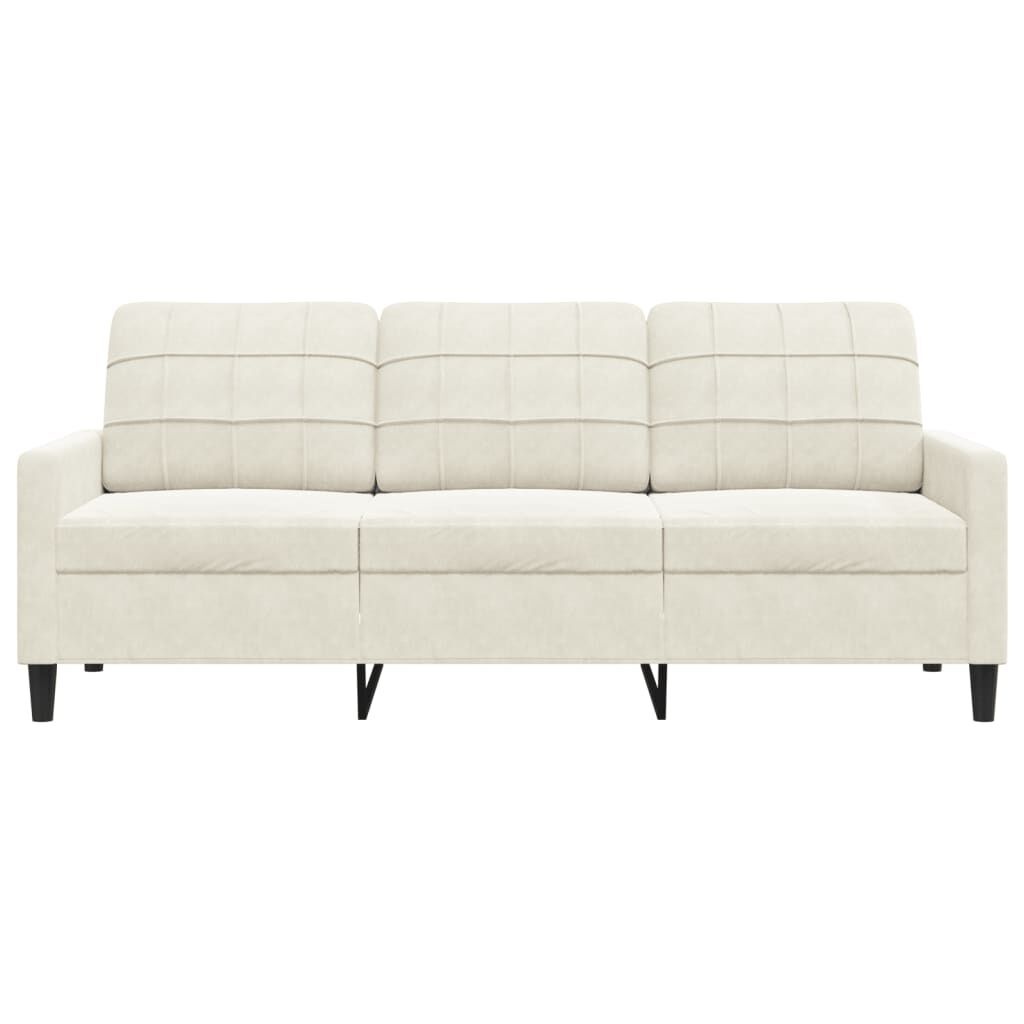 vidaXL Driezitsbank 180 cm fluweel crèmekleurig
