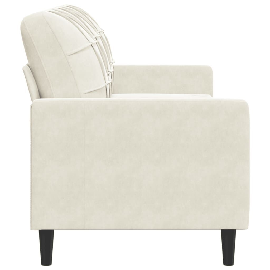 vidaXL Driezitsbank 180 cm fluweel crèmekleurig