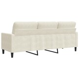 vidaXL Driezitsbank 180 cm fluweel crèmekleurig