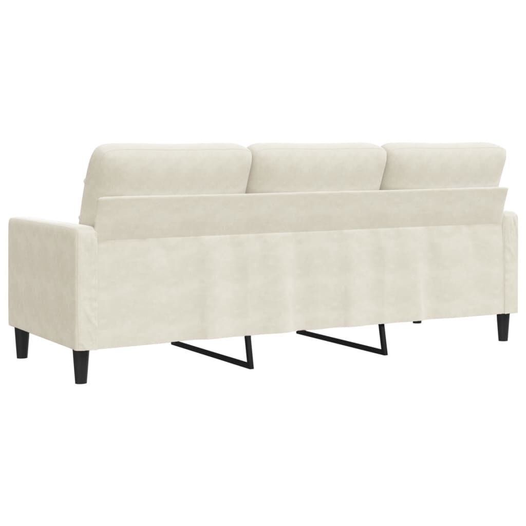 vidaXL Driezitsbank 180 cm fluweel crèmekleurig
