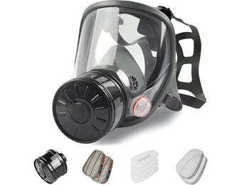 Volgelaatsmasker, gasmaskers overleving nucleair en chemisch met 40mm geactiveerde koolstoffilter, herbruikbaar ademhalingsmasker voor gassen, dampen, stof, chemicaliën