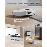 ECOVACS DEEBOT T30C OMNI Robotstofzuiger en Dweilrobot, 20.000 Pa, ZeroTangle 3.0, TruEdge 2.0, TrueMapping 2.0, Alles-in-één OMNI-station, Automatisch zelfreinigingssysteem, Wit