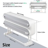 DBREAKS Wandrolhouder keuken 3 rollen, keukenrolhouder, magnetisch, vershoudfolie snijder, vershoudfoliedispenser, aluminiumfoliedispenser, folie papierrolhouder, met vershoudfolie - Maat Frischhaltefolie