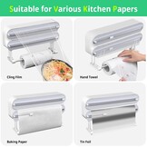 DBREAKS Wandrolhouder keuken 3 rollen, keukenrolhouder, magnetisch, vershoudfolie snijder, vershoudfoliedispenser, aluminiumfoliedispenser, folie papierrolhouder, met vershoudfolie - Maat Frischhaltefolie
