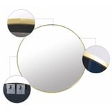 Ronde spiegel - badkamerspiegel - wandspiegel - ø 80 cm - goud