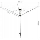 Wasdroger tuin - 260 cm breed - 60 m droogruimte - aluminium constructie