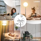 LED Vloerlamp Grijs, 3200LM 36W Super Heldere Dimbare Vloerlamp Woonkamer 2700K-6500K Traploos Dimmen, Afstandsbediening en Touch Control, Moderne Vloerlamp voor Woonkamer Slaapkamer Kantoor