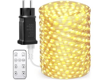 Lichtsnoer met 1000 leds, lichtketting voor buiten, 100 m, met 8 modi, IP44, waterdicht, voor terras, tuin, achtertuin, decoratie, warm wit