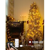 Lichtsnoer met 1000 leds, lichtketting voor buiten, 100 m, met 8 modi, IP44, waterdicht, voor terras, tuin, achtertuin, decoratie, warm wit